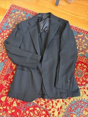 Men's Black Textured Two-Button Sport Coat Blazer from Ring Jacket
